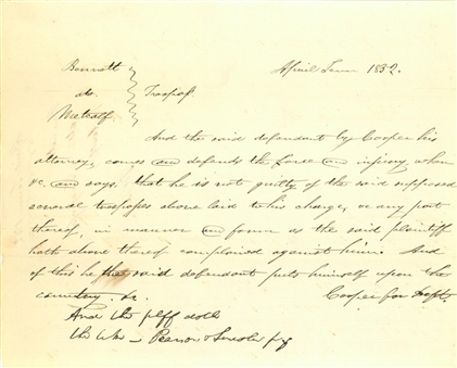 1832 Abraham Lincoln Signed Legal Brief Note (Beckett)